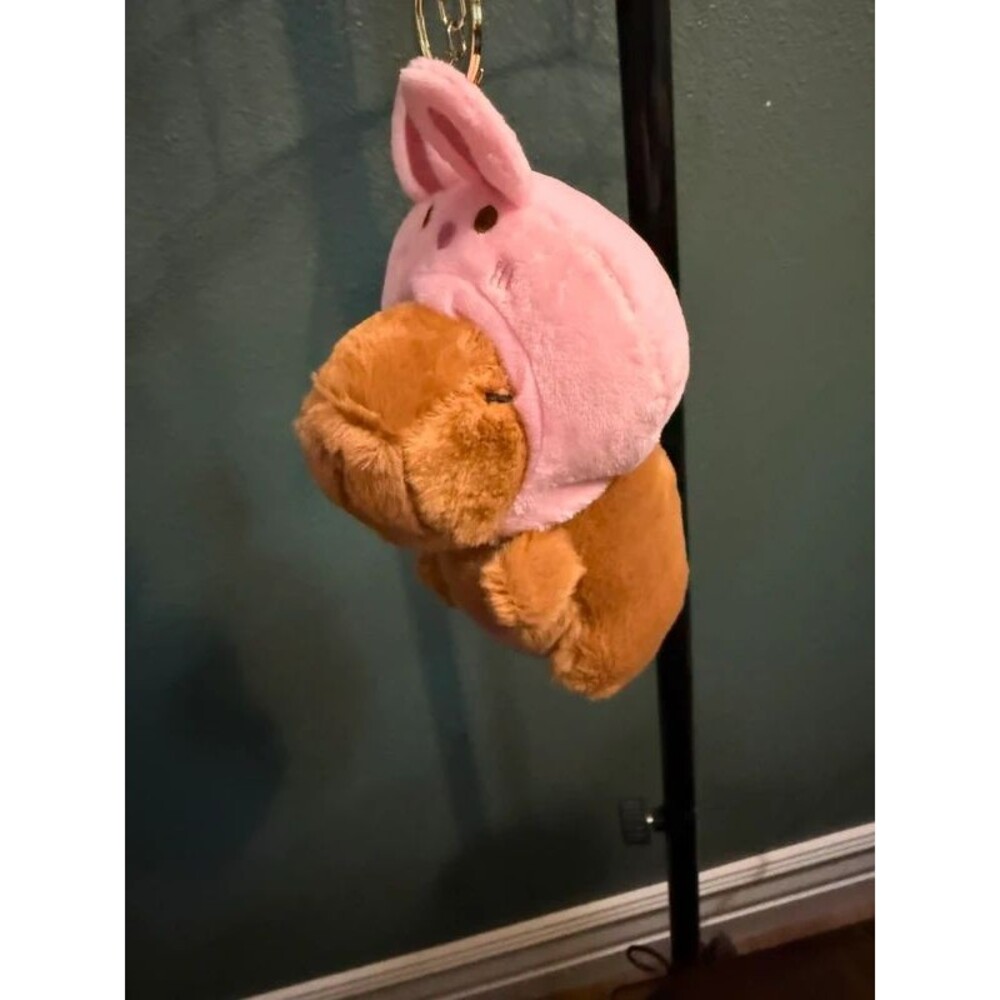 Capybara Plush Purse Charm Keychain | Bunny Hat | NWT - Picture 3 of 4